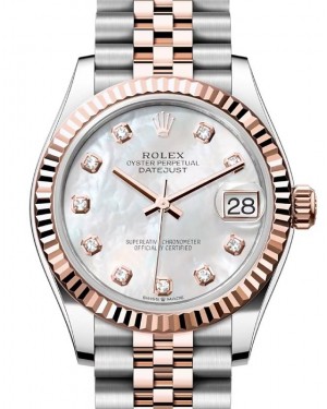 Rolex Datejust 31 Rose Gold/Steel White Mother of Pearl Dial & Fluted Bezel Jubilee Bracelet 278271 - BRAND NEW