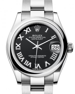 Rolex Datejust 31 Stainless Steel Bright Black Roman Dial & Domed Bezel Oyster Bracelet 278240 - BRAND NEW