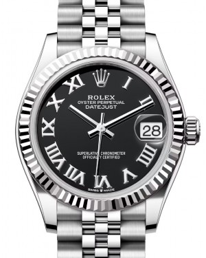 Rolex Datejust 31 White Gold/Steel Bright Black Roman Dial & Fluted Bezel Jubilee Bracelet 278274 - BRAND NEW