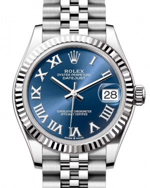 Rolex Datejust 31 White Gold/Steel Bright Blue Roman Dial & Fluted Bezel Jubilee Bracelet 278274 - BRAND NEW
