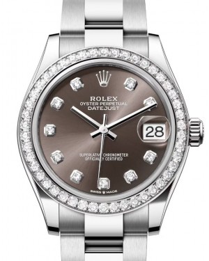 Rolex Datejust 31 White Gold/Steel Dark Grey Diamond Dial & Bezel Oyster Bracelet 278384RBR - BRAND NEW