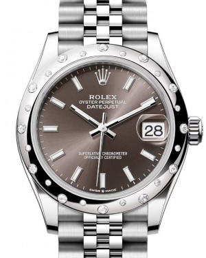 Rolex Datejust 31 White Gold/Steel Dark Grey Index Dial & Diamond Bezel Jubilee Bracelet 278344RBR - BRAND NEW