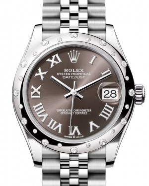 Rolex Datejust 31 White Gold/Steel Dark Grey Roman Dial & Diamond Bezel Jubilee Bracelet 278344RBR - BRAND NEW