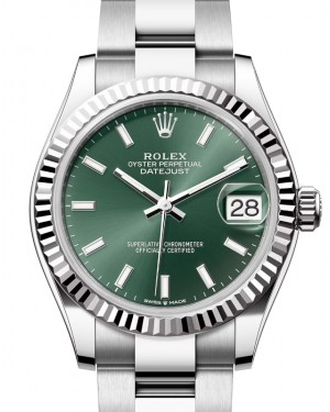 Rolex Datejust 31 White Gold/Steel Mint Green Index Dial & Fluted Bezel Oyster Bracelet 278274 - BRAND NEW