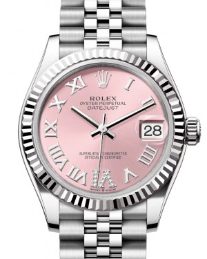 Rolex Datejust 31 White Gold/Steel Pink Roman Diamond VI Dial & Fluted Bezel Jubilee Bracelet 278274 - BRAND NEW