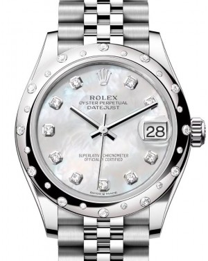 Rolex Datejust 31 White Gold/Steel White Mother Of Pearl Diamond Dial & Bezel Jubilee Bracelet 278344RBR - BRAND NEW