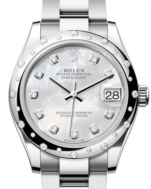Rolex Datejust 31 White Gold/Steel White Mother Of Pearl Diamond Dial & Bezel Oyster Bracelet 278344RBR - BRAND NEW