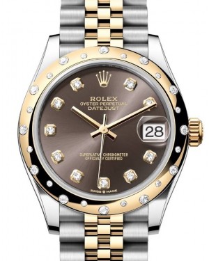 Rolex Datejust 31 Yellow Gold/Steel Dark Grey Dial & Domed Set Diamond Bezel Jubilee Bracelet 278343RBR - BRAND NEW