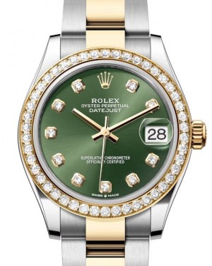 Rolex Datejust 31 Yellow Gold/Steel Olive Green Dial & Diamond Bezel Oyster Bracelet 278383RBR - BRAND NEW