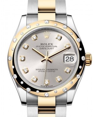 Rolex Datejust 31 Yellow Gold/Steel Silver Dial & Domed Set Diamond Bezel Oyster Bracelet 278343RBR - BRAND NEW