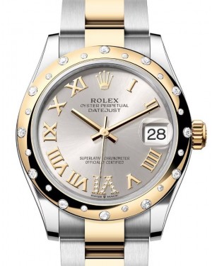 Rolex Datejust 31 Yellow Gold/Steel Silver Roman Dial & Domed Set Diamond Bezel Oyster Bracelet 278343RBR - BRAND NEW