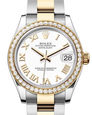 Rolex Datejust 31 Yellow Gold/Steel White Roman Dial & Diamond Bezel Oyster Bracelet 278383RBR - BRAND NEW