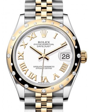 Rolex Datejust 31 Yellow Gold/Steel White Roman Dial & Domed Set Diamond Bezel Jubilee Bracelet 278343RBR - BRAND NEW