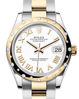 Rolex Datejust 31 Yellow Gold/Steel White Roman Dial & Domed Set Diamond Bezel Oyster Bracelet 278343RBR - BRAND NEW