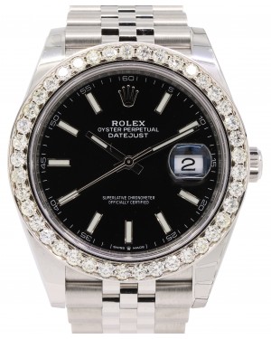 Rolex Datejust 41 Stainless Steel Black Index Dial Diamond Bezel Jubilee Bracelet 126300 - BRAND NEW