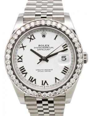 Rolex Datejust 41 Stainless Steel White Roman Dial Diamond Bezel Jubilee Bracelet 126300 - BRAND NEW