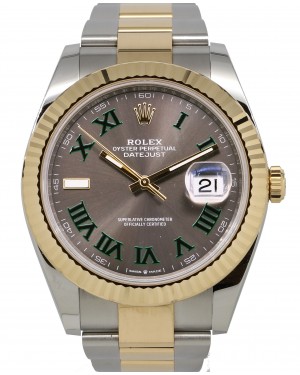 Rolex Datejust 41 Yellow Gold/Steel "Wimbledon" Slate Roman Dial Fluted Bezel Oyster Bracelet 126333 - PRE-OWNED
