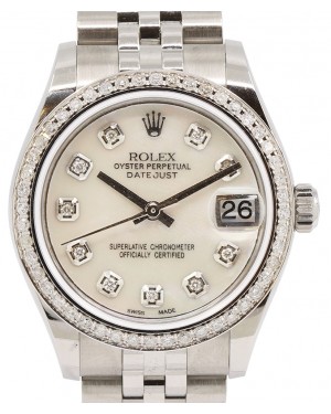 Rolex Datejust Ladies Midsize 31mm Diamond White Mother of Pearl Stainless Steel Jubilee 278240 - BRAND NEW