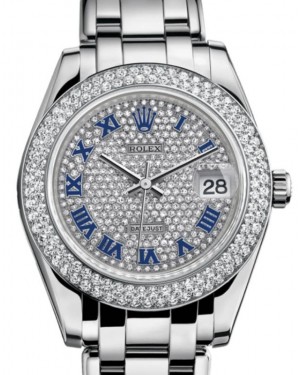 Rolex Datejust White Gold Pearlmaster 34 Pave Diamond Dial & Bezel 81339-0012 - BRAND NEW