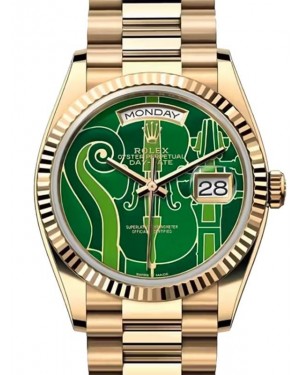 Rolex Day-Date 36 President Yellow Gold "Vienna Philharmonic" Green Violin Dial 128238 - BRAND NEW