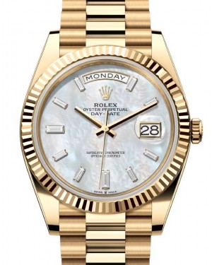Rolex Day-Date 40 President Yellow Gold White Mother of Pearl Diamond Dial 228238