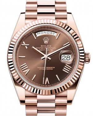 Rolex Day-Date 40 President Rose Gold Chocolate Index/Roman Dial 228235