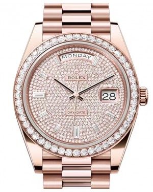 Rolex Day-Date 40 President Rose Gold Diamond Pave Dial & Bezel 228345RBR