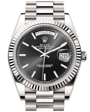 Rolex Day-Date 40 President White Gold Black Index Dial 228239 - BRAND NEW