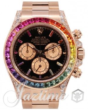 Rainbow Baguette-Sapphires Gemset Bezel - Rolex Daytona Watches ON SALE