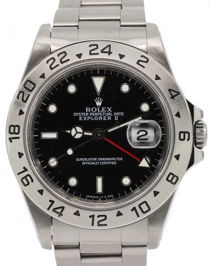 Rolex Explorer II Stainless Steel Black 40mm Dial Stainless Steel Oyster GMT Holes Case Non-SEL 16570 - PRE-OWNED