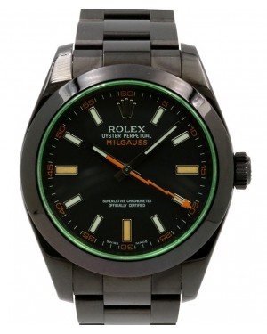 Rolex Milgauss Green Crysal Stainless Steel/PVD Black Dial 116400GV - BRAND NEW