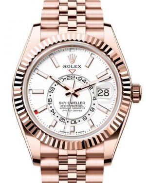Rolex Sky-Dweller Rose Gold Intense White Index Dial Jubilee Bracelet 336935