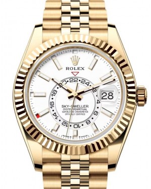 Rolex Sky-Dweller Yellow Gold Intense White Index Dial Jubilee Bracelet 336938