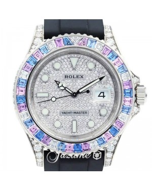 Rolex Yacht-Master 40 White Gold Paved Diamond Dial Oysterflex Rubber Strap 126679SABR - BRAND NEW