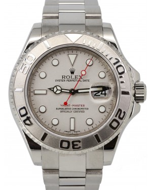 Rolex Yacht-Master 40mm Silver Dial Platinum Inscribed Rehaut Bezel Stainless Steel Oyster Bracelet 16622 - PRE-OWNED