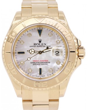 Rolex Yacht-Master 40 Serti Yellow Gold White Mother of Pearl 40mm Sapphire/Diamond Dial Oyster Bracelet 16628 - PRE-OWNED