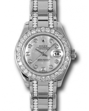 Rolex Pearlmaster 29 80299 White Mother of Pearl Diamond Markers & Bezel White Gold Set with Diamonds BRAND NEW
