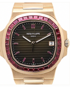 Patek Philippe Nautilus Rose Gold Brown Ruby Dial 40mm Ruby Bezel 5723/112R-001 - BRAND NEW