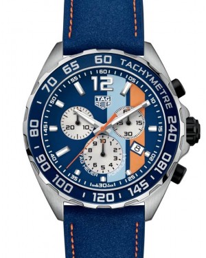 Tag Heuer Formula 1 Quartz Chronograph Stainless Steel 43mm Blue Dial Leather Strap CAZ101N.FC8243 - BRAND NEW