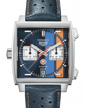 Tag Heuer Monaco Stainless Steel Blue Index Dial & Leather Strap  CAW211R.FC6401 - BRAND NEW