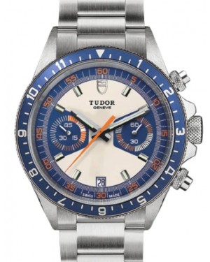 Tudor Sport Watches Heritage Chrono Blue Stainless Steel 42mm Opaline/Blue Dial Bracelet M70330B-0004 