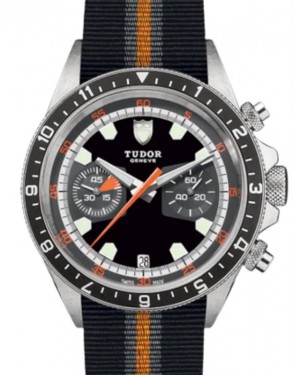 Tudor Sport Watches Heritage Chrono Stainless Steel 42mm Black/Grey Dial Fabric Strap M70330N-0003 - BRAND NEW
