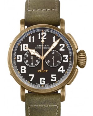 Zenith Pilot Type 20 Chronograph Extra Special Bronze Black Arabic Dial & Leather Strap 29.2430.4069/21.C800 - BRAND NEW