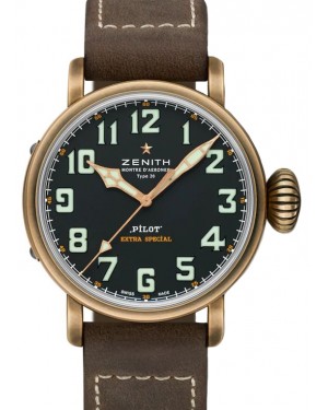 Zenith Pilot Type 20 Extra Special Bronze Black Arabic Dial & Leather Strap 29.2430.679/21.C753 - BRAND NEW