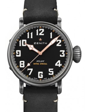 Zenith Pilot Type 20 Ton-Up Stainless Steel Black Arabic Dial & Leather Strap 11.2432.679/21.C900 - BRAND NEW