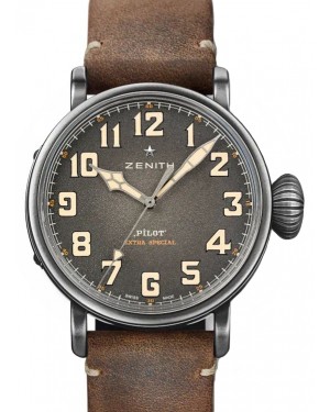 Zenith Pilot Type 20 Ton-Up Stainless Steel Grey Arabic Dial & Leather Strap 11.2430.679/21.C801 - BRAND NEW