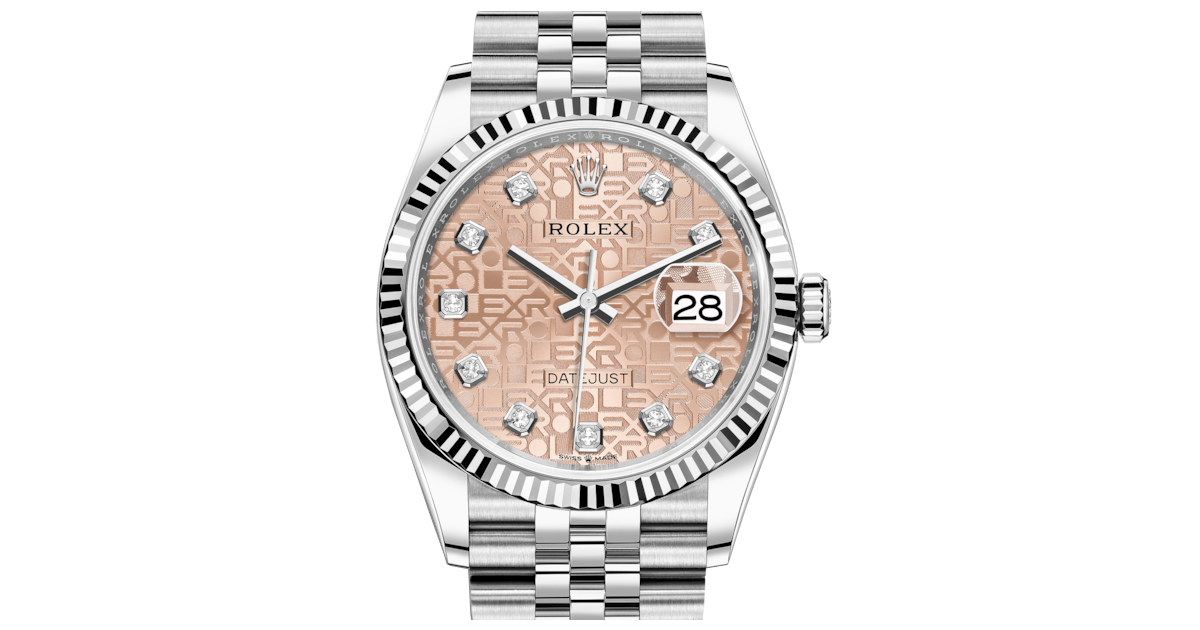 Rolex Datejust White Gold Steel Pink Jubilee Diamond Dial Fluted