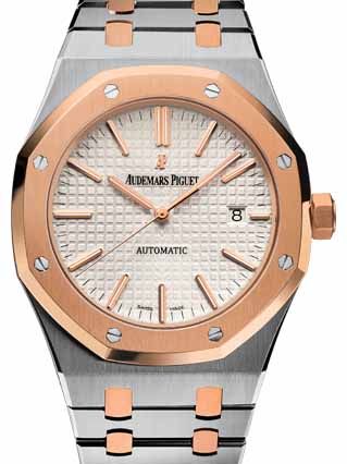 Audemars Piguet Royal Oak Selfwinding Rose Gold Stainless Steel 41mm Silver Dial Bracelet 15400SR.OO.1220SR.01