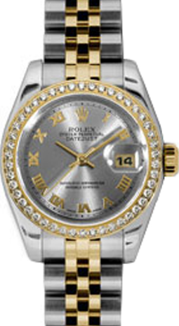 Rolex Lady-Datejust 26 179383-RHDRJ Rhodium Roman Diamond Bezel Yellow Gold Stainless Steel Jubilee - BRAND NEW