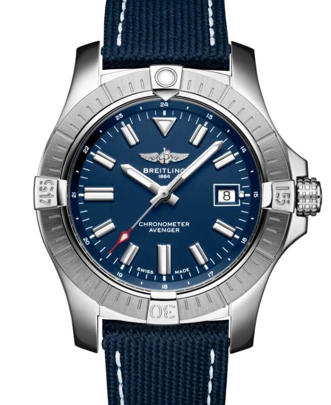 Breitling Avenger Automatic 43 Stainless Steel Blue Dial Leather Strap A17318101C1X2